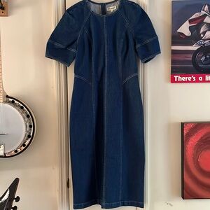 Madewell Denim Puff-Sleeves MIDI Dress